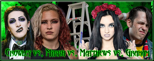 FATAL FOURWAY LADDER MATCH! THE WINNER WILL CHALLENGE FOR THE SILVER MOUNTAIN OR UNITED STATES TITLE AT #WrestleWarXVIII!
Anton Crowley (<a href="/CrucifiedDem0n/">𝕷𝖔𝖗𝖉 𝕷𝖚𝖈𝖎𝖋𝖊𝖗</a>) [14]
Jasmine Matthews (<a href="/IdolXnz/">Jasmine Matthews / Jeremy Bertrand</a>) [12]
Solomon Graham (<a href="/BeFullmetal/">Owen</a>) [10]
Jansen Myrrh (<a href="/JansenMyrrh/">"That Bitch" Jansen Myrrh</a>) [9]