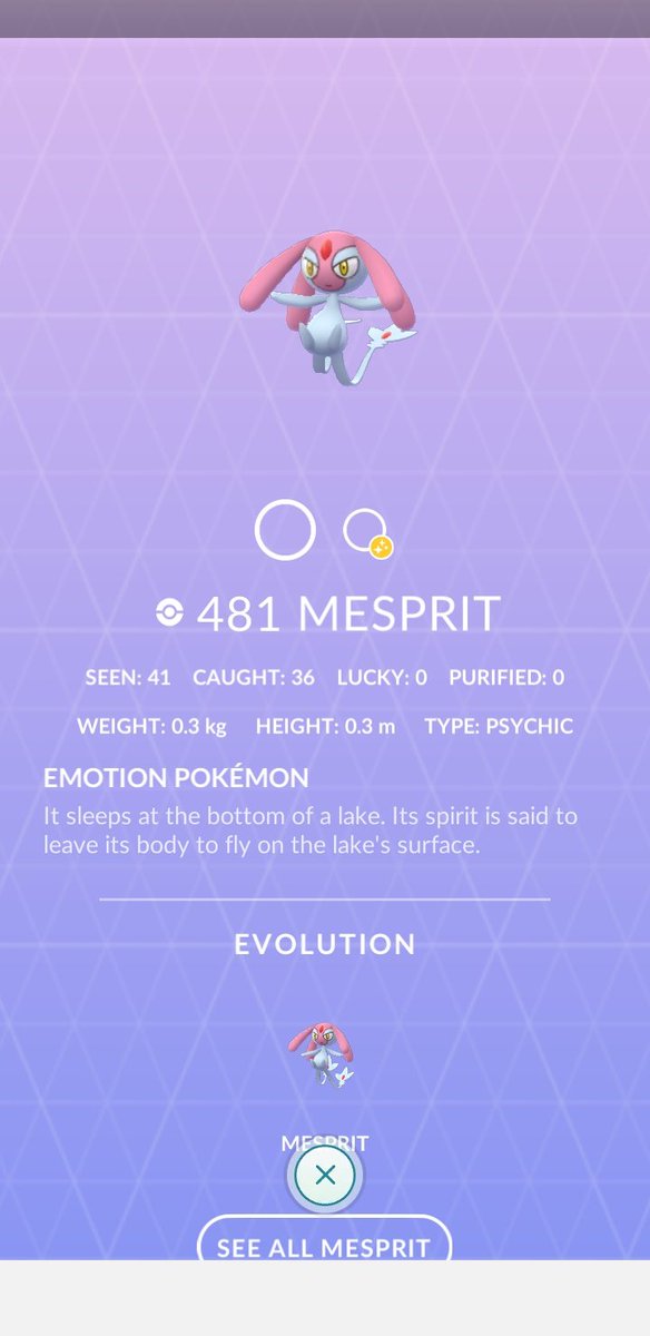 Omg after 39 raids I got my first shiny mesprit but didn't expect to get a back-to-back shiny mesprit I am very happy and unexpecting in a good way this is a first for me in raids never happened to me but it did im very blessed 
#PokemonGo #Pokemon #ShinyMesprit
#backtobackshiny