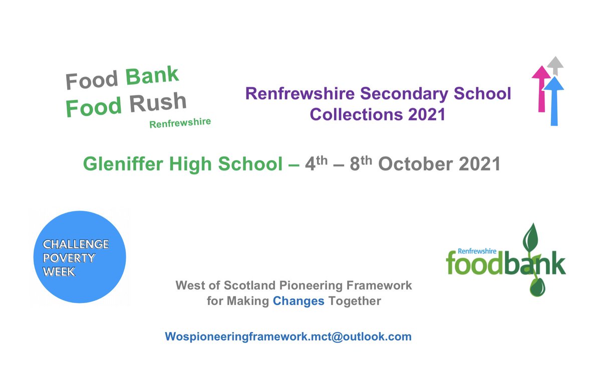 8 years of partnership working through the Food Bank Food Rush Initiative.  It is great to have the staff and young people of @GlenifferHigh <a href="/Gleniffer_PS/">Gleniffer_Pastoral</a> onboard again.  Holding their week long house groups challenge during <a href="/CPW_Scotland/">Challenge Poverty Week</a>
