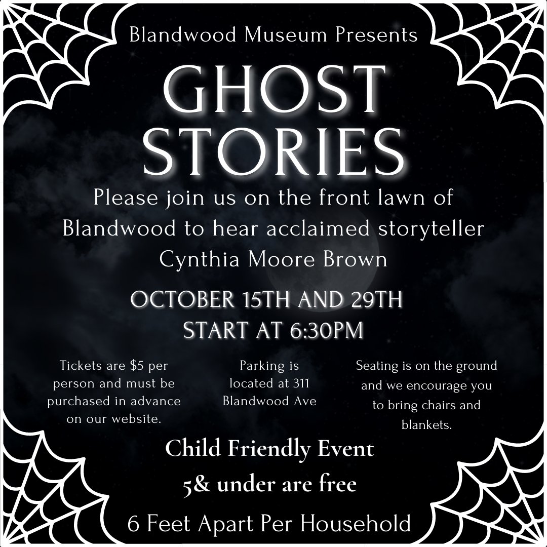 Back for her 17th season of spooky tales is Cynthia Moore Brown! Gather your family and friends for ghost stories at dusk on the front lawn of Blandwood. To purchase your tickets please visit our website.

#blandwood#housemuseum#nationalhistoriclandmark#nchistory#spookyseason