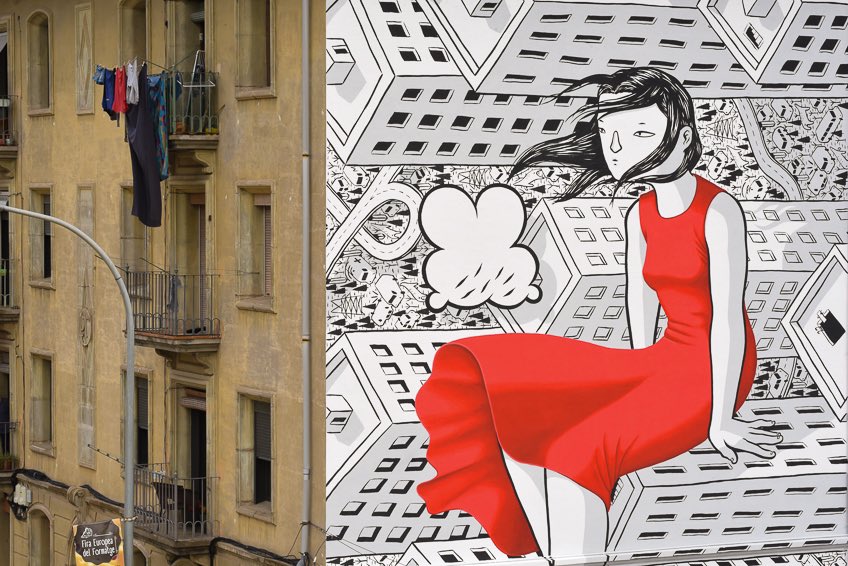 MilestoneGirona's tweet photo. La noia del vestit vermell mira #Ripoll. 
Què deu pensar? Ben aviat @millomillom ens desvetllarà el seu significat.
📸 Aina Yraola
#milestoneproject #milestoneproject2021 #streetart #urbanart #Ripoll #Girona https://t.co/PLSRSi9LUj