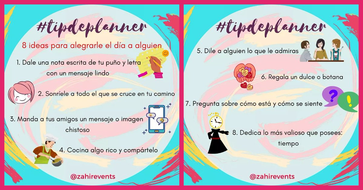 ZahirEvents's tweet photo. La alegría es gratis, sólo basta con que decidamos hacerla parte de nuestro día a día y después compartirla con los que nos rodean, nunca sabes si un pequeño gesto, detalle o palabra pueden transformar el día o incluso la vida a una persona...#tipdeplanner #rrhh #mkt #ideas #cx https://t.co/lvgxppaAmF
