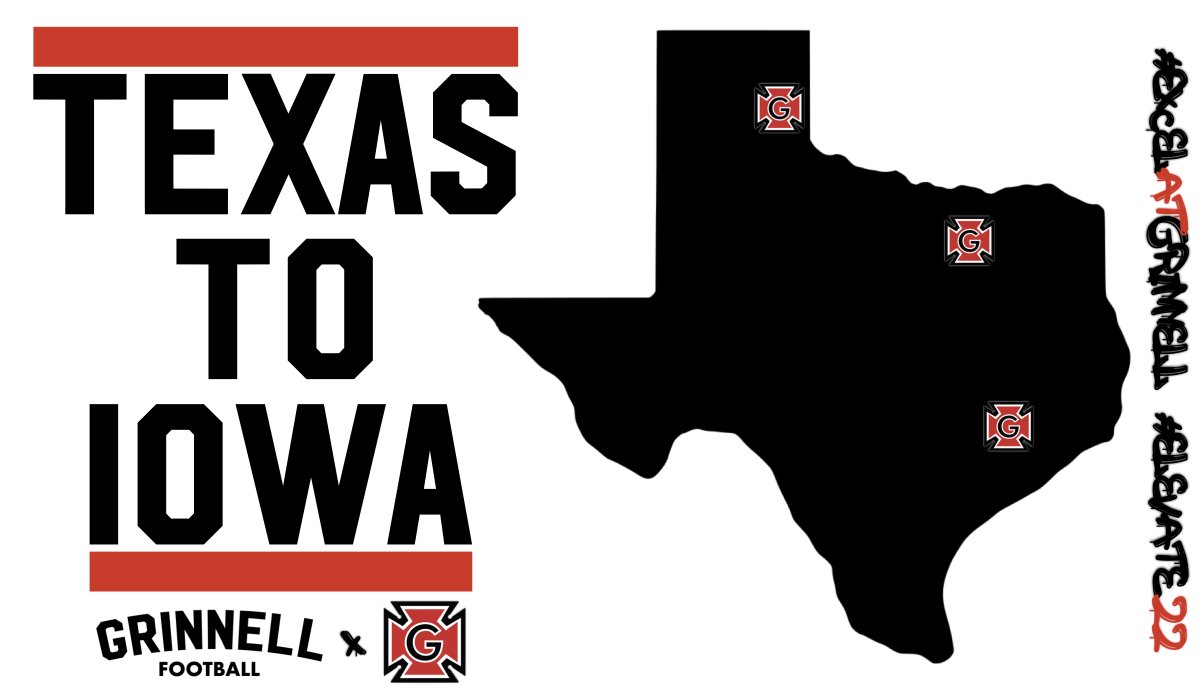 We have THREE commits from across the state of Texas (Wellington, Celina, and Tomball) in the Class of '22 so far!

Who going to be the next guy to make the Texas ➡️ Iowa move? 👀

#ExcelatGrinnell
#ESTAB21SH