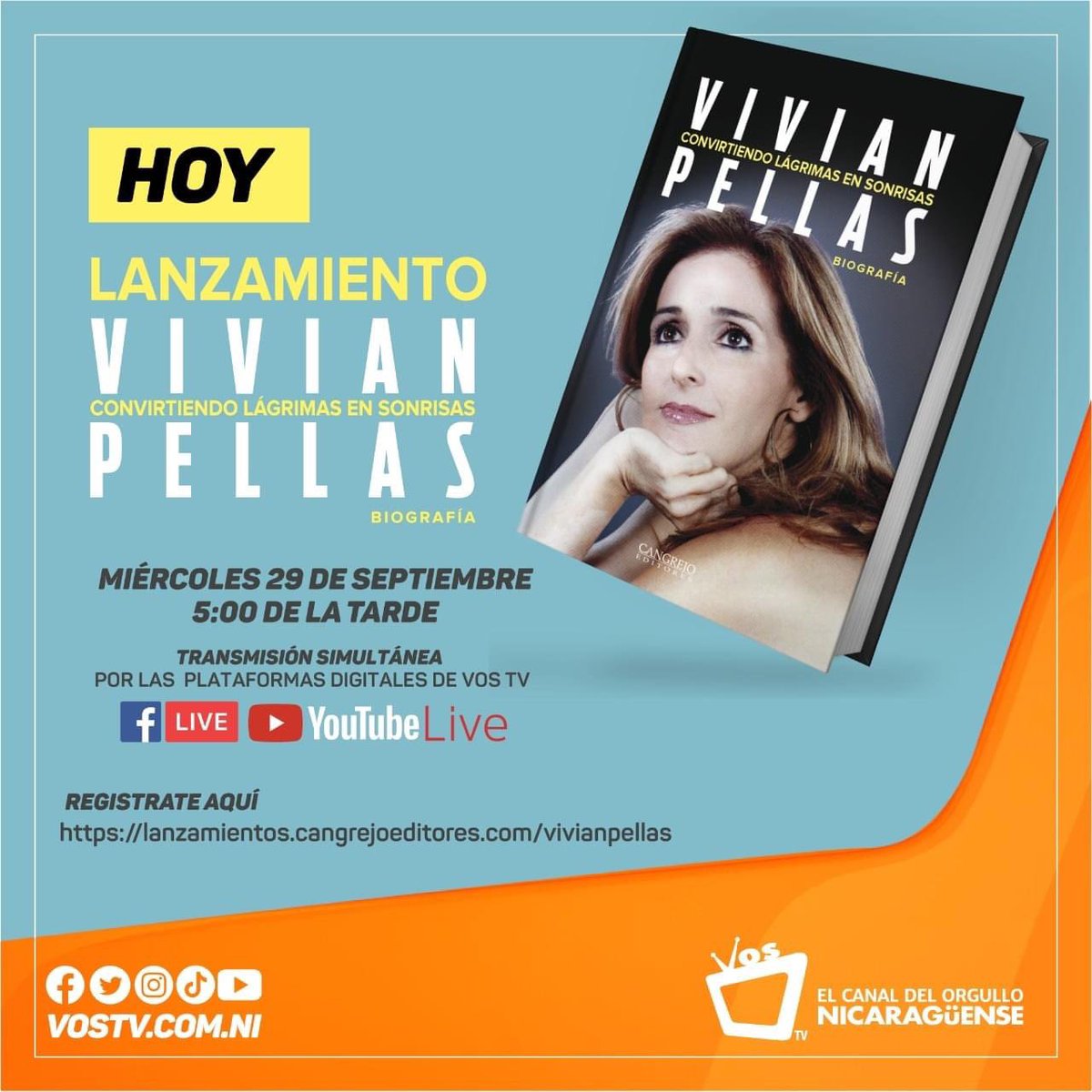 LuegOH! de haber sido sorprendido por la Presidenta de <a href="/APROQUEN1/">Asociación Pro-Niños Quemados de Nicaragua</a>, Vivían Pellas, al mandarme a <a href="/VOSTV/">VOS TV</a> su libro autobiográfico con una dedicatoria personalizada; estoy listOH! para formar parte del #Lanzamiento virtual a partir de las 5:00 PM hora de #Nicaragua