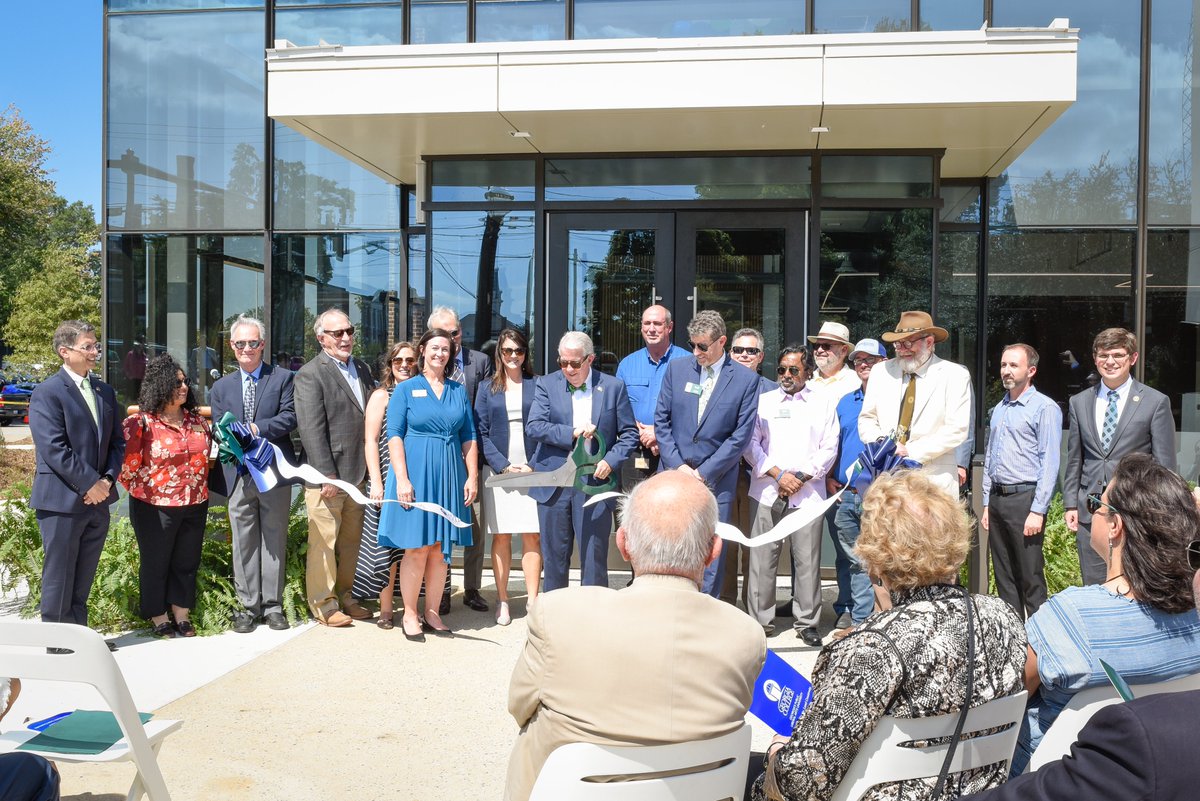 GeorgiaCollege's tweet photo. The Georgia College community gathered today to celebrate the ribbon cutting of the Integrated Science Center while looking ahead to a new and innovative Interpretive Center at Andalusia. The Andalusia Interpretive Center is scheduled to open next summer. https://t.co/rVJzuivshH