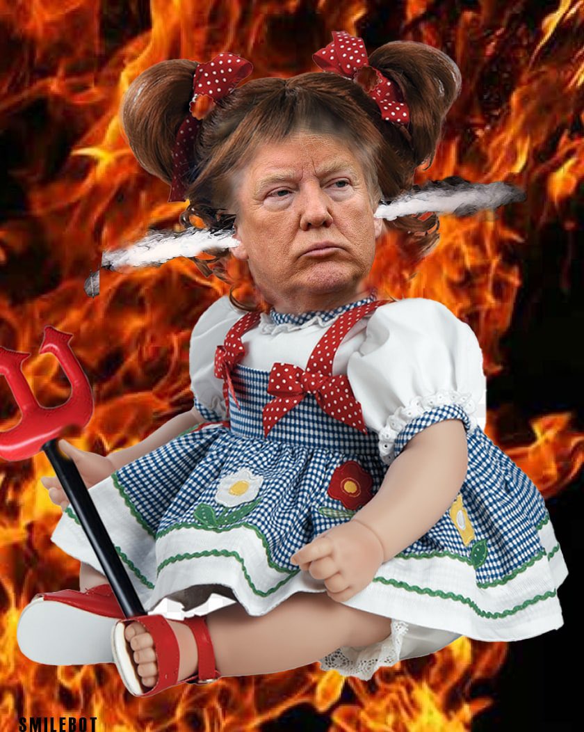 TinyTrumpsNFT's tweet photo. My name is petunia … I’m the most importantest TinyTrump .. #TinyTrumps #666 rules … is that AOC….. grrrrrr https://t.co/hyjFQPfeyO