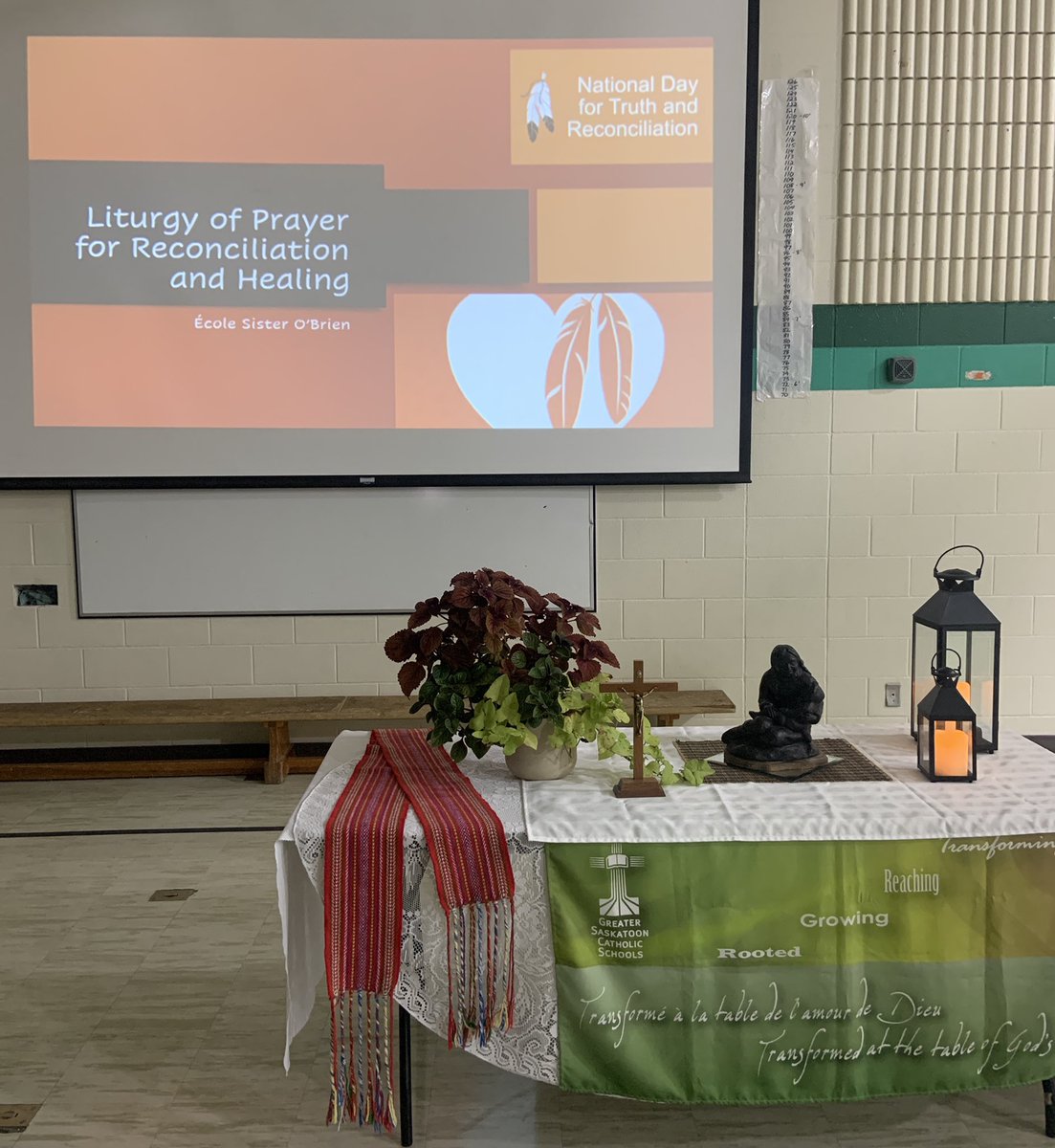 EcoleOBR's tweet photo. Walking to show solidarity for Truth and Reconciliation as we pray for healing. We are all God Creator’s family. @GSCSNews https://t.co/JKl0XsU4Fw