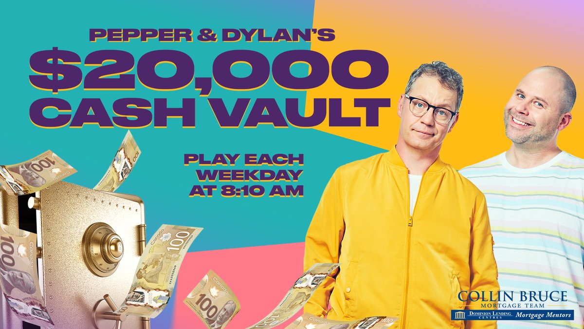 KiSSedmonton's tweet photo. Pepper &amp; Dylan’s $20,000 Cash Vault returns TOMORROW! Listen every weekday at 8:10 AM for your chance to WIN $20,000! More details at https://t.co/VssPxpNaF5

Pepper &amp; Dylan’s $20,000 Cash Vault for @cbmortgageteam #kissedmonton #pepperanddylan #pepperandylanshow #wakethefunup https://t.co/mrZYQdOTyV