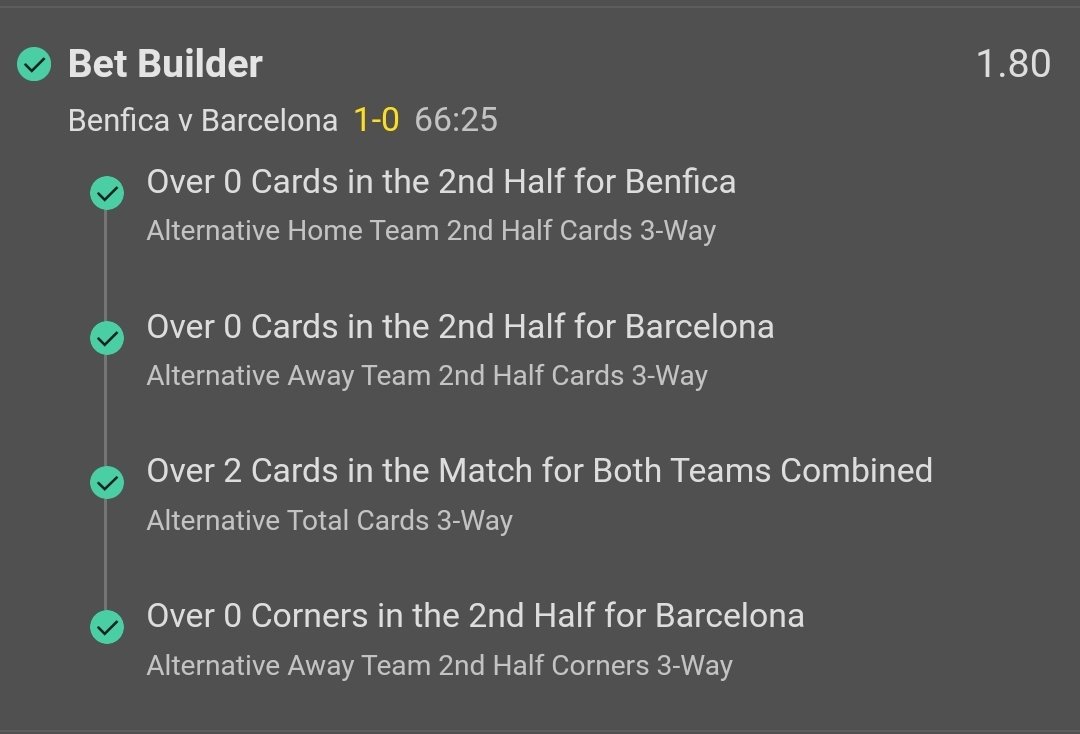 Betbuilder lands @ 1.80 🔥✅ Last 20/23 betbuilders have landed! ✅✅✅✅✅✅✅✅✅✅✅✅✅✅✅✅✅✅✅✅✖️✖️✖️ (87% strike rate) Like/RT if you got on folks! 👊💰 Posted here as usual 👉 t.me/wizardcfc