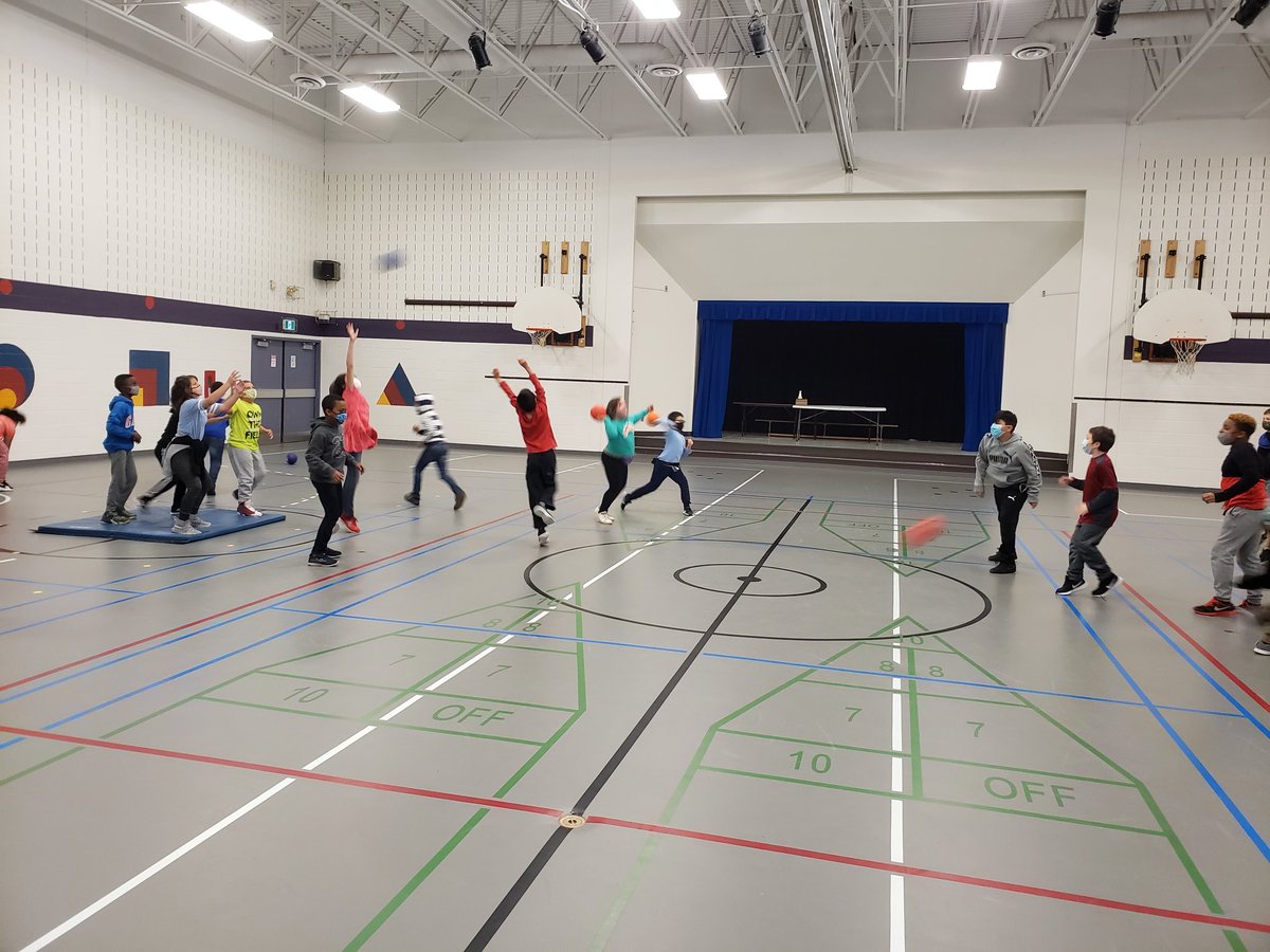 Yay for benchball! We worked on teamwork today in gym! Can your team get all your players to one side first? <a href="/SMYocsb/">St. Marguerite d'Youville School</a>
