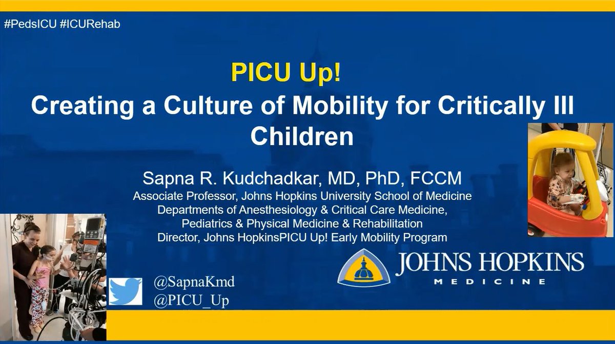 ***Archived <a href="/ICURehab/">Hopkins ICU Rehab</a> Webinar ***

“Pediatric Rehabilitation &amp; Outcomes”

By Sapna Kudchadkar MD, PhD <a href="/SapnaKmd/">Sapna Kudchadkar, MD, PhD</a>

With Multi-Disciplinary Panel 

Link to recorded webinar 
(see "Free Webinar” page): 
bit.ly/2YPCD4h

#ICURehab #PedsICU