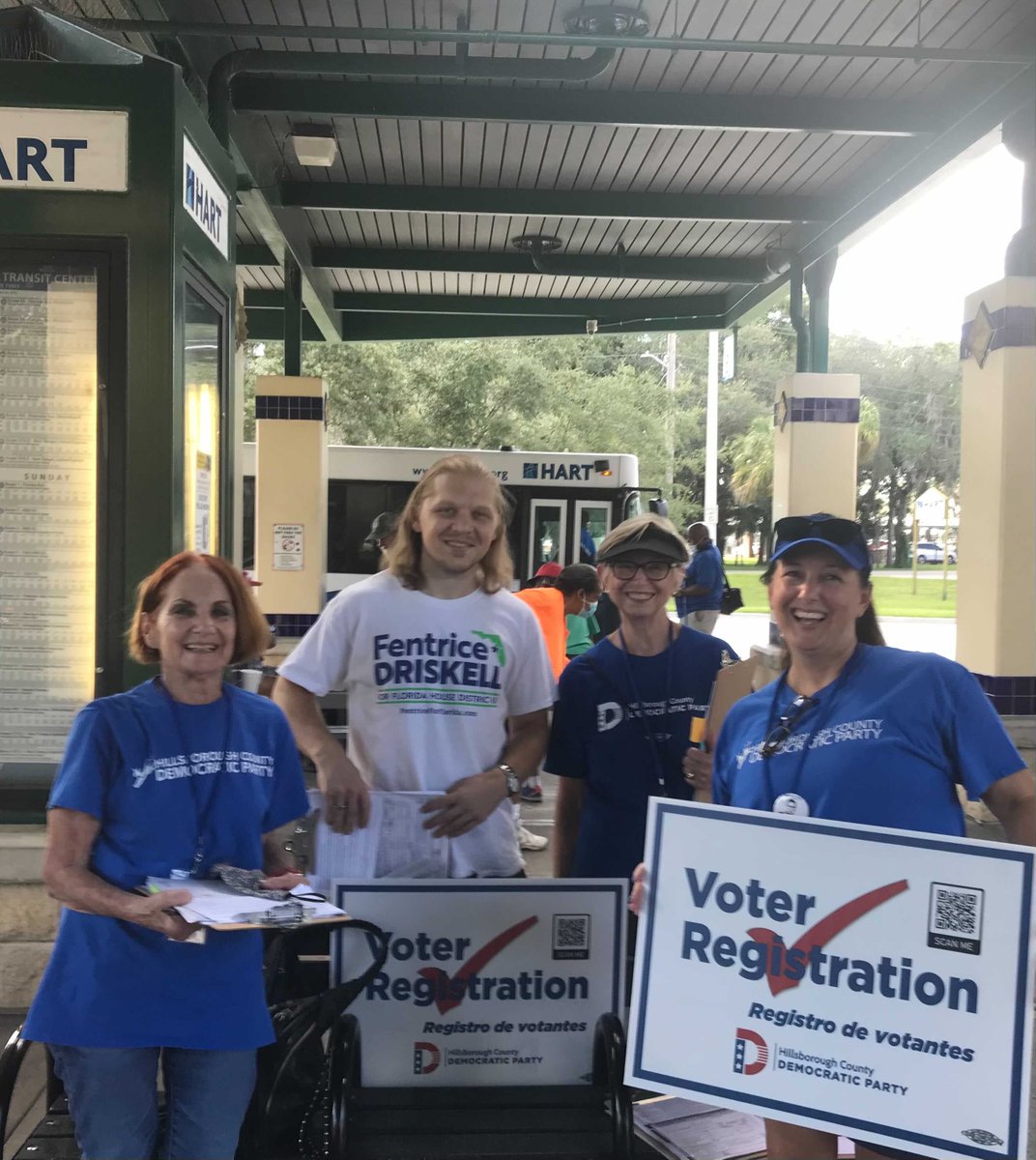 FentriceForFL's tweet photo. Yesterday, #TeamDriskell celebrated National Voter Registration Day by registering voters with the @hillsdems at the University Area Transit Center! We're hard at work to ensure we keep #FL63 and Hillsborough County blue to keep fighting for you! https://t.co/lVgxVedYTG