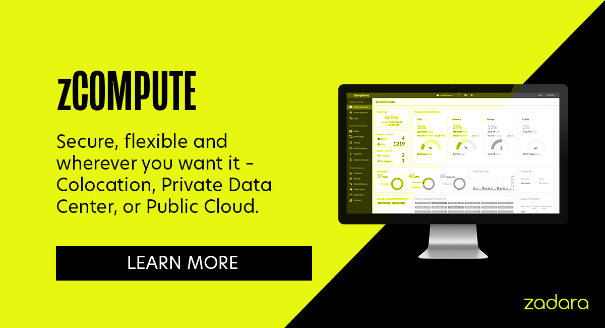 Zadara's tweet photo. Secure, flexible and wherever you want it – Colocation, Private Data Center, or Public Cloud. zCompute is for you. Learn more -
https://t.co/FZPoQ3hWT7
#compute #cloud #colocation #privatedatacenter #publiccloud #data https://t.co/0LKe9FKgQt
