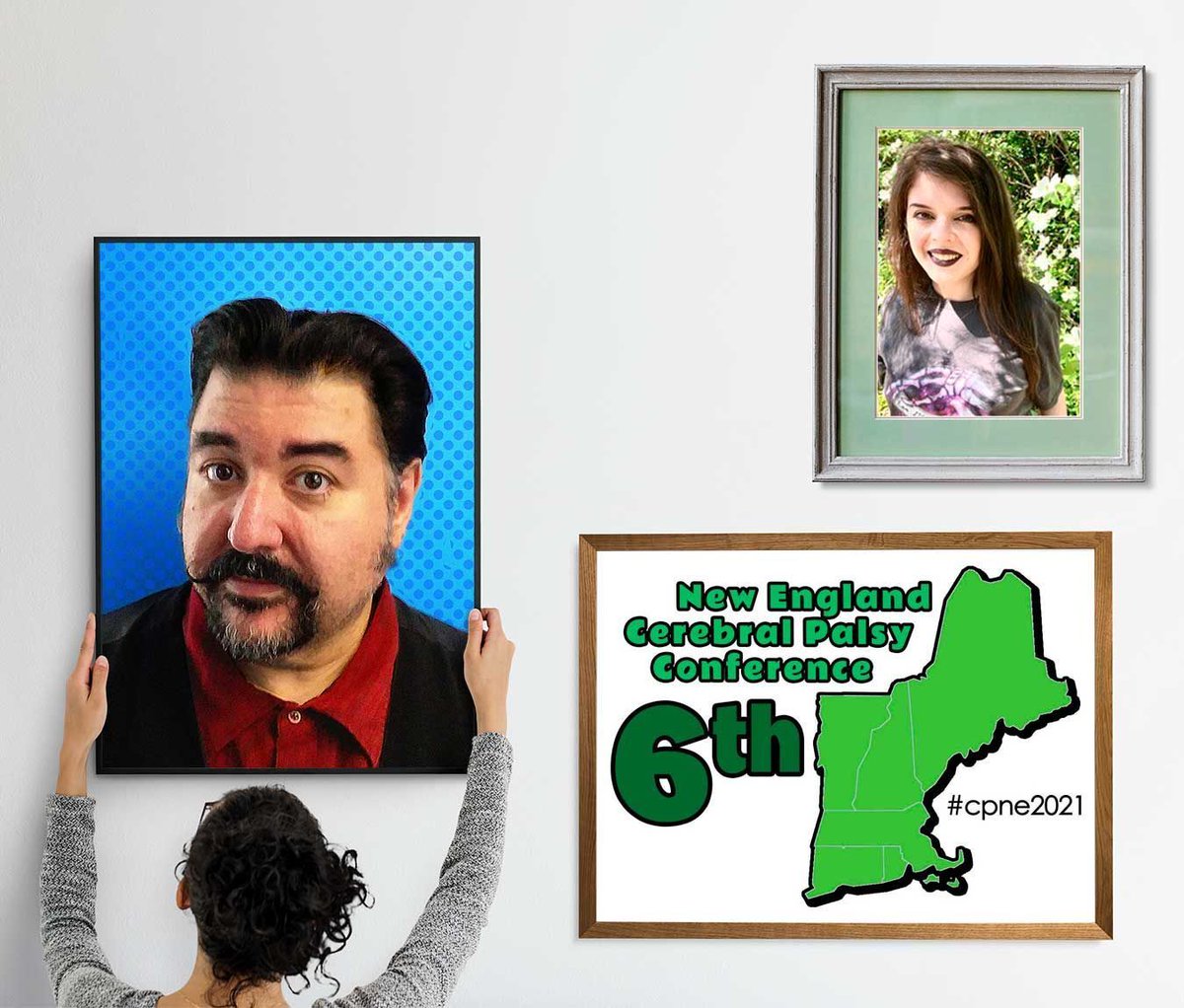 Conference4CP's tweet photo. We have two wonderful artists speaking at #CPNE2021! 
Marie Dagenais-Lewis @r_a_r_e_advoc8 &amp; Gregory Giordano @flameape will be talking about their work &amp; how you can use #art for #advocacy, #storytelling, self-expression &amp; entrepreneurship!
Register FREE: https://t.co/1uAyfq5G9F https://t.co/2vDoHhJR08