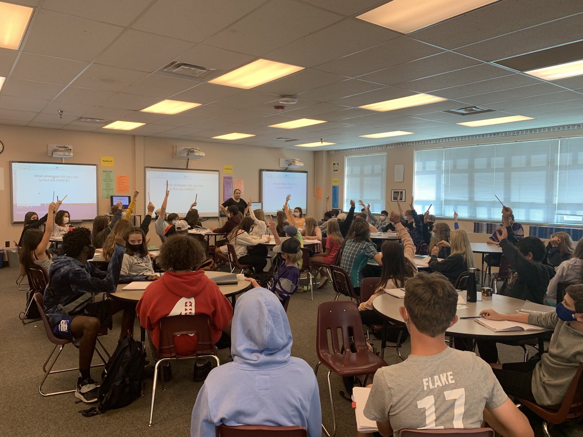mathsampson's tweet photo. Love seeing students ready to share their mathematical thinking. Look at all those hands and discourse sticks. I absolutely love teaching and encouraging students to have student to student discourse. #PSDproud @PrestonStem @slcmartino #pumaslearning https://t.co/GTXJN4ihC8