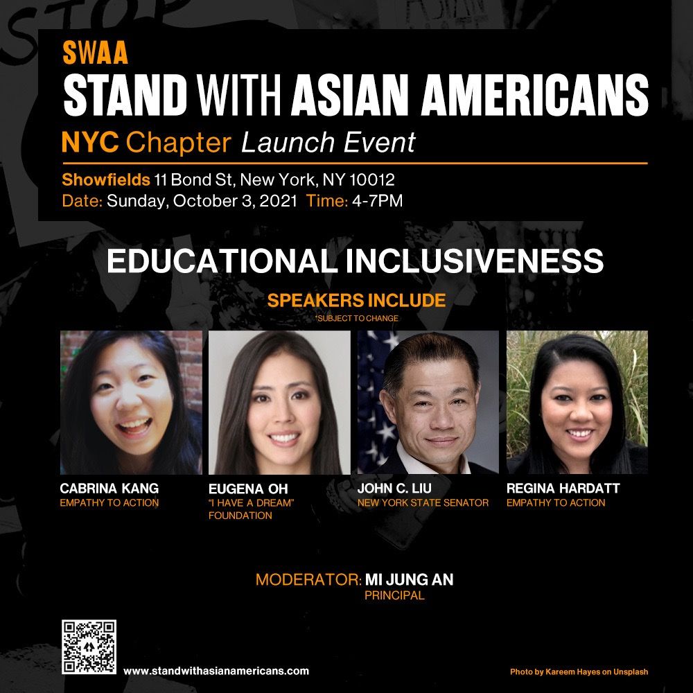 🎉 Join us this Sunday as we officially launch the NYC chapter of Stand with Asian Americans. 🎉

We have amazing speakers including @aprilkoh_, <a href="/alessandroroco/">Sandro Roco</a>, <a href="/BingChen/">Bing Pan London Chen</a>, <a href="/tihuachang/">Ti-Hua Chang</a>.

Thank you <a href="/davelu/">Dave Lu</a>, <a href="/hjzhu/">朱浩然 Justin Zhu</a>, <a href="/wdot/">Wendy Nguyen</a>, and <a href="/StandwithAAs/">Stand with Asian Americans</a> for getting us started.
