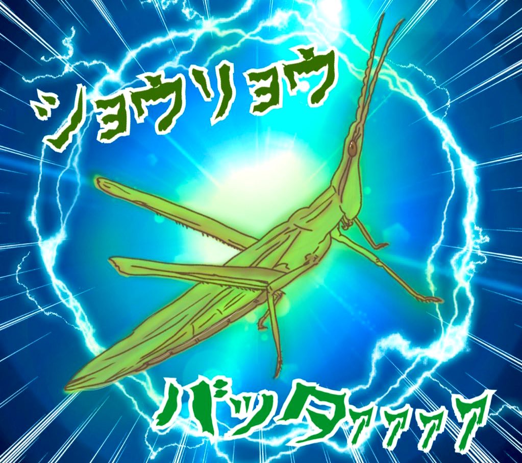 バッタ、描きました✍️ 特に意味は無い。 #ショウリョウバッタ #ムシキング 風 #強そう #虫 #虫イラスト #イラスト