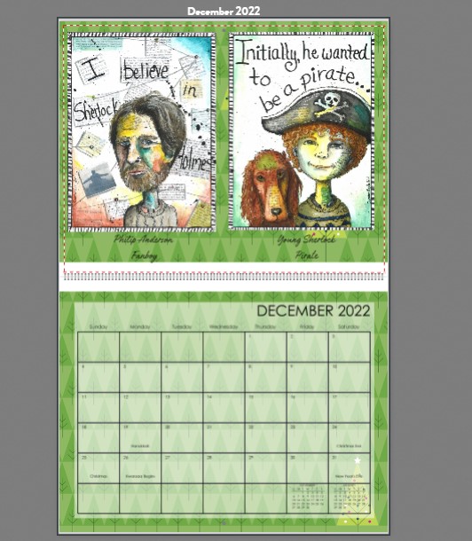 I'm offering a 2022 Sherlock art calendar to benefit <a href="/Holmes_Con/">HolmesCon</a>!! $20 USD for US orders. (see form for international info) Orders will be taken through Nov 15th. I'll pin this to my profile.  
#sherlock #johnlock 
form.jotform.com/212705701134141