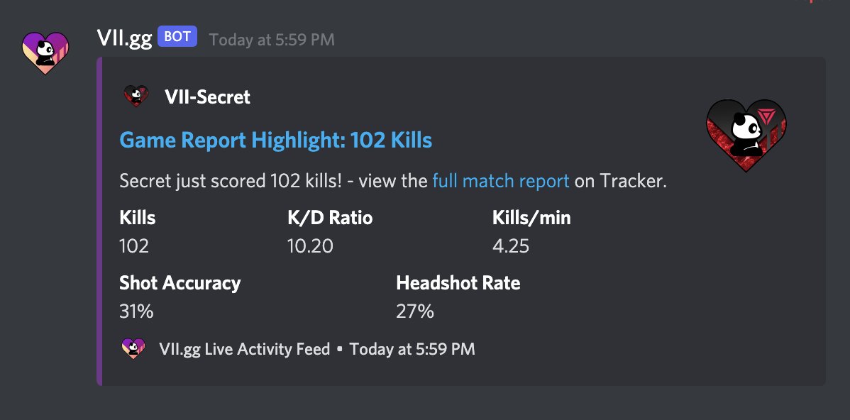 🎉New feature added!🎉
VII.gg now automatically reports our game highlights to the discord (discord.gg/VII)