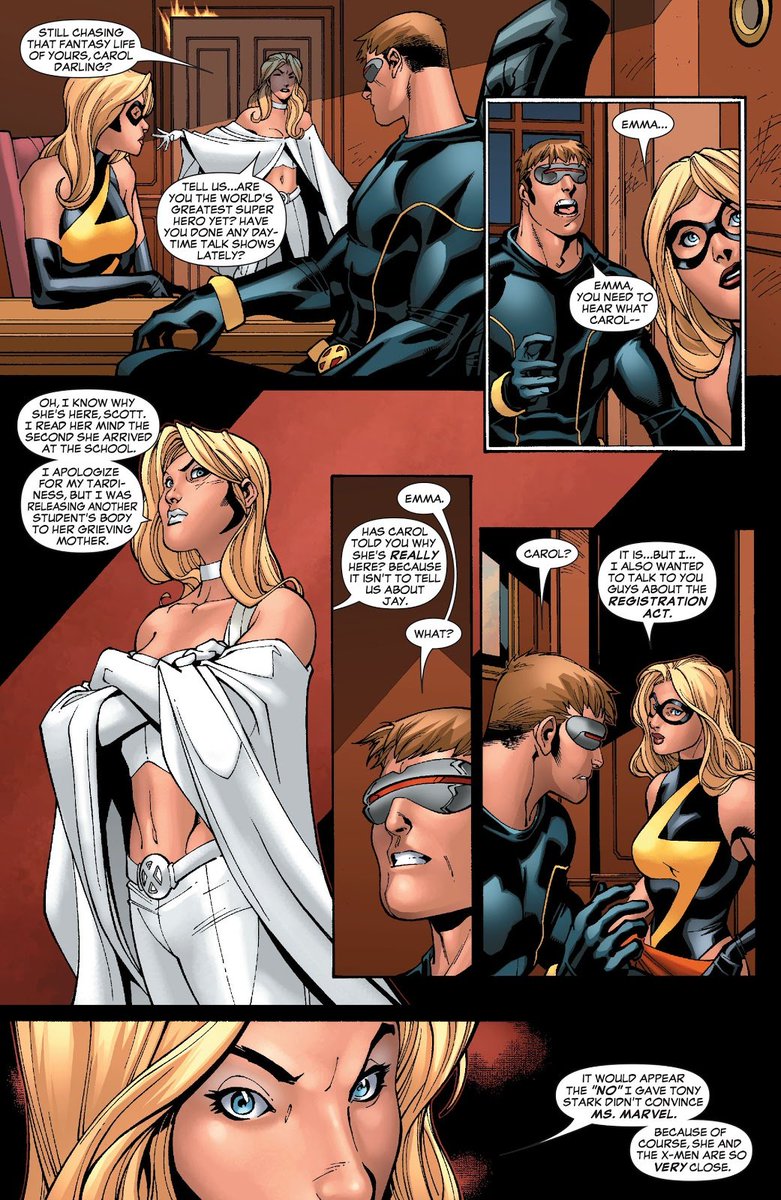 i love when writers have emma frost yell at the avengers because she always does it so well 