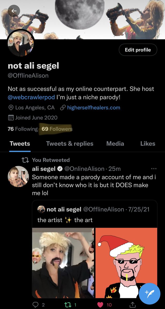 OfflineAlison's tweet image. is saying NICE to 69 followers too on the nose?