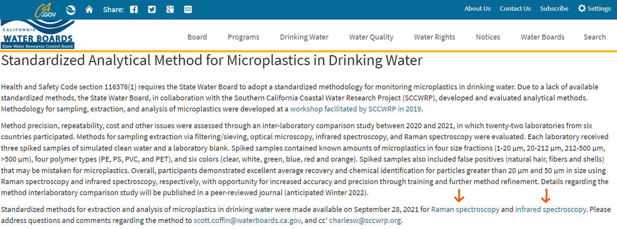 DrSCoffin's tweet photo. It is my pleasure to announce the @CaWaterBoards has just released standard methods for #microplastics analysis in #drinkingWater by Raman and infrared spectroscopy!! 
https://t.co/Y9QavNm6fb https://t.co/46dLCctiuv