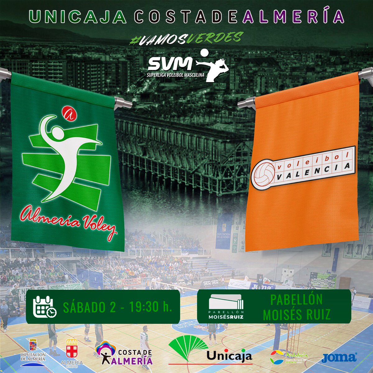 🚨 𝐀 𝐓 𝐄 𝐍 𝐂 𝐈 Ó 𝐍 🚨

😲 ¿Aún no te has enterado que este sábado comienza la #Superliga? ¿Y que lo hacemos en nuestro #MoisésRuiz? 🏟

Volvemos a vernos tras una larga pandemia 😷🦠, estamos deseando llenar de verde las gradas!!! 💚🙌🏻

💚 #VamosVerdes!
🏐 #SomosVoleibol