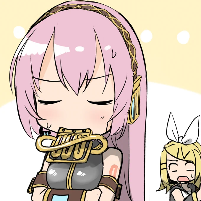 月末!ということで9月に描いたイラストとネタ絵を含めて再掲!ネクタイを咥えるミクさんが流行った月でしたね。#鏡音リン #結月ゆかり 