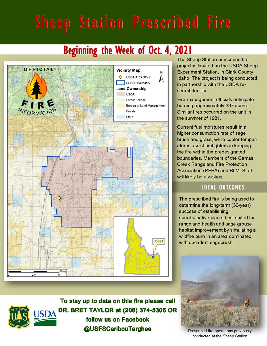 Caribou_Targhee's tweet photo. The #CTNF will continue its #partnership with the USDA Experimental Sheep Station to reintroduce fire on the landscape. @BLMIdaho &amp; the Camas Creek #RFPA will assist Forest Service personnel. https://t.co/Ycwer4soXJ
