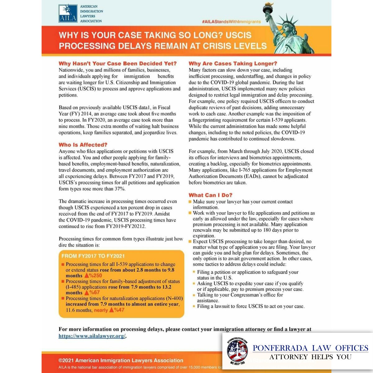 AttorneyHelpsU's tweet image. Why is my case taking so long?

#usimmigration #attorneyhelpsyou #processingdelays #immigrationcrisis #lawyer