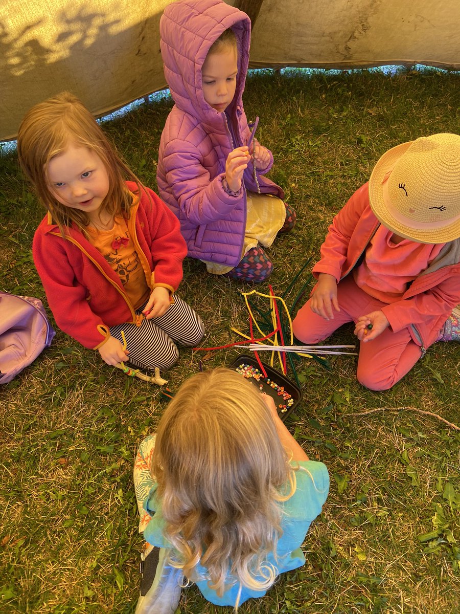 Today in kindergarten we read The Circle of Sharing &amp; Caring by Theressa Larsen Jonasson. After the story, we participated in a sharing circle in the tipi and then students made their own talking stick. <a href="/EJSMSchool/">Ecole J S McCormick</a>