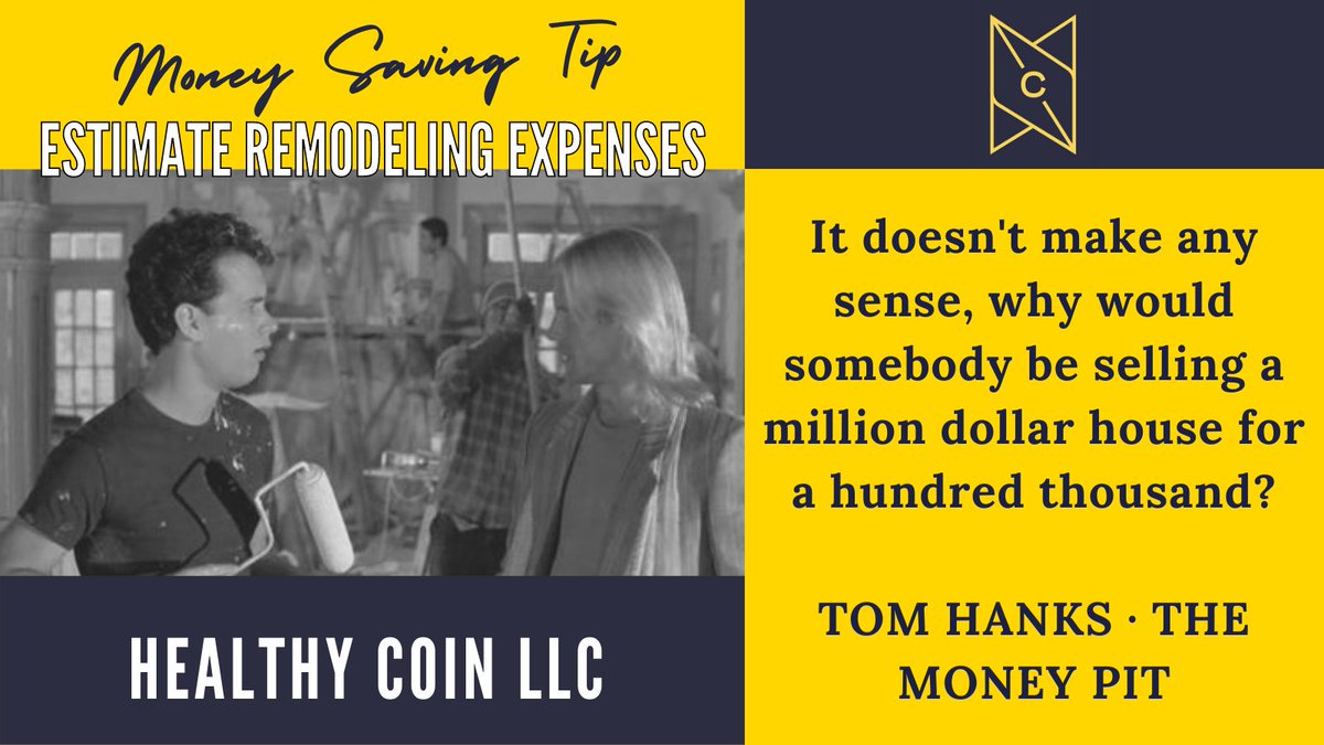 HealthyCoinLLC's tweet photo. Don’t fall for slick stories from desperate home sellers, and make sure to estimate your real remodeling expenses prior to signing any contracts.

“Just because they showed up to collect the money is no guarantee that they’ll show up to do the work.” - The Money Pit https://t.co/4V0NKC5NYo