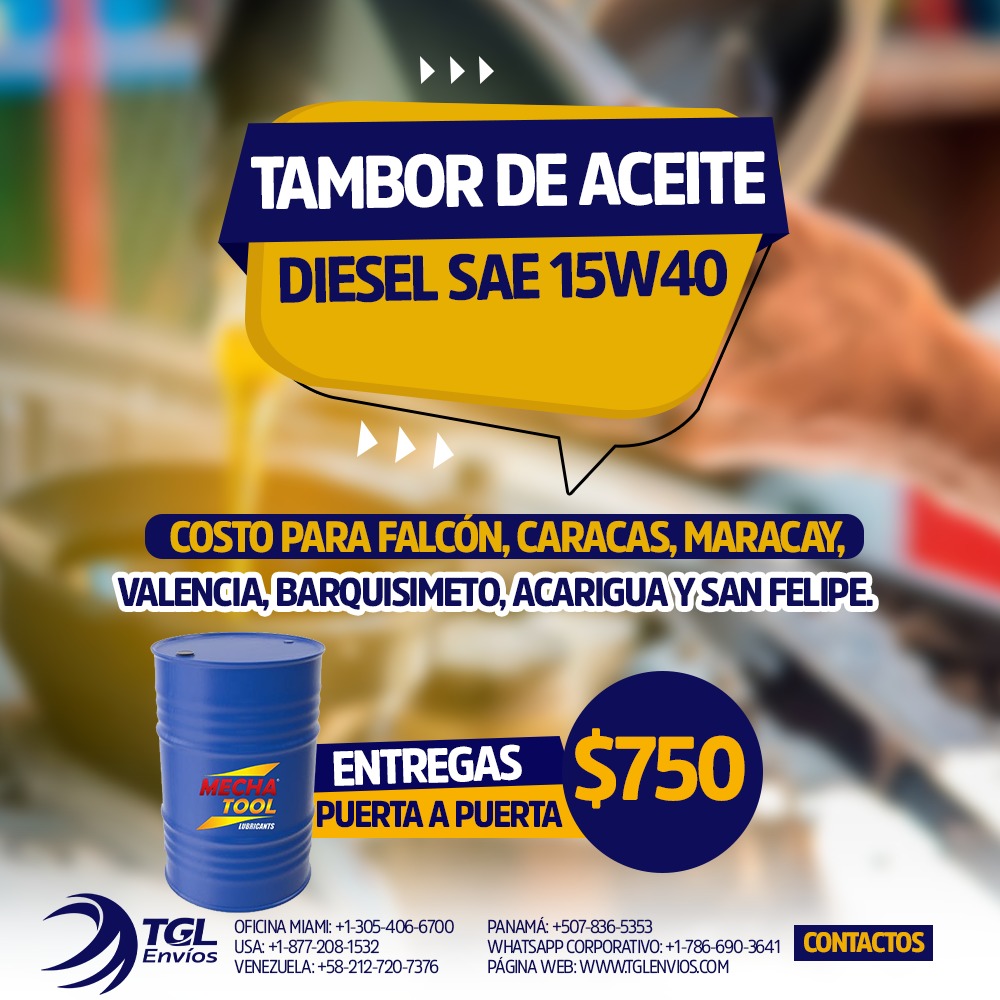 tgl_envios's tweet photo. 🛢️💥 ¡OFERTA ESPECIAL! Ya puede solicitarlo y enviar en nuestras próximas salidas.

💬 Contáctenos para facilitarle toda la información de acuerdo a sus requerimientos y destino.

#tglenvios #tambordeaceite #diesel #aceite#enviosaereos #enviosmaritimos #venezuela #usa #miami https://t.co/xG5SYAFjdc