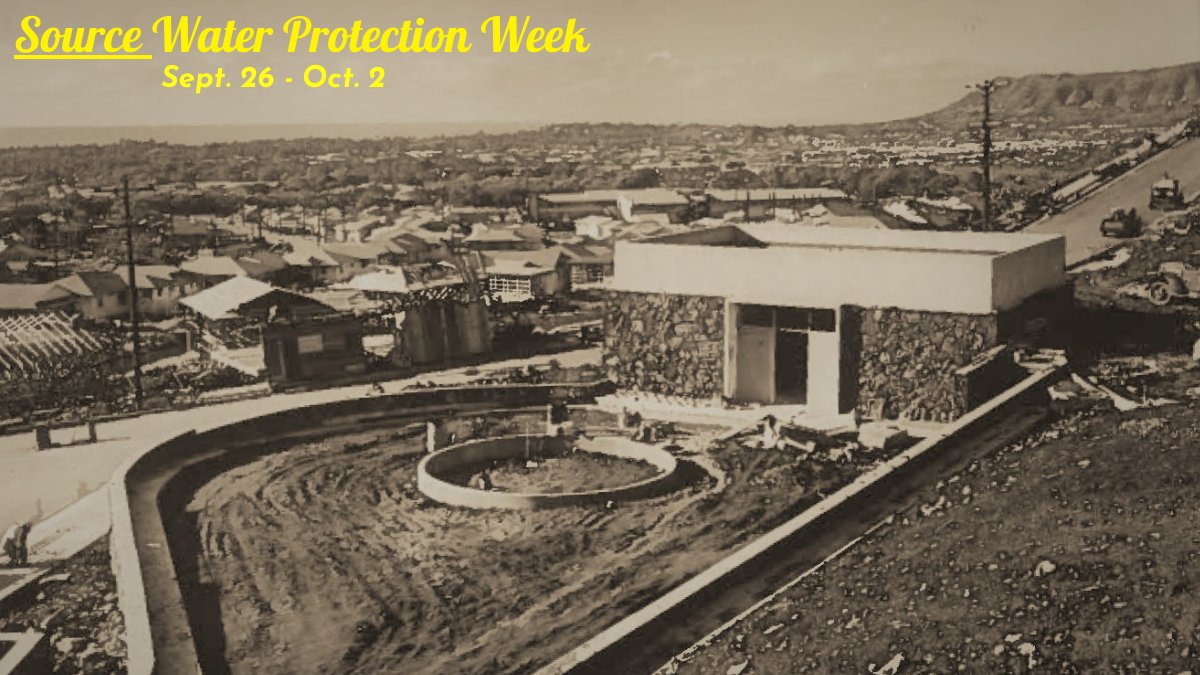 BWSHonolulu's tweet photo. The Aina Koa Booster &amp; Reservoir site under construction, 1955. The BWS is active &amp; committed to protecting our island’s drinking wtr sources today and for generations to come. It's Source Water Protection Week. #protecthesource #hitraffic #bwshonolulu https://t.co/wK9usLrRi8
