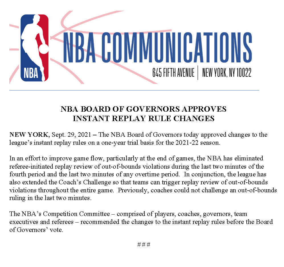 NBA Communications on Twitter "The following has been announced by the
