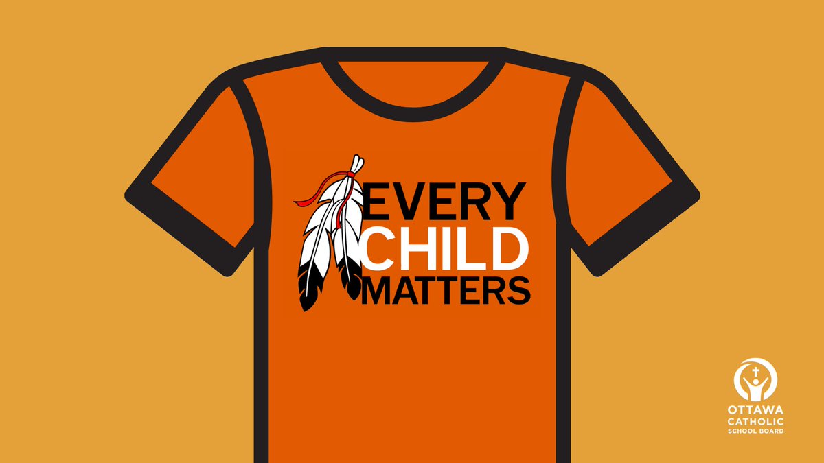 OttCatholicSB's tweet photo. Tomorrow, September 30th, don't forget to wear an orange shirt (or anything orange, even a ribbon)! 🧡 

Learn more about why you should wear orange and how we're honouring #OrangeShirtDay and National Day for #TruthAndReconciliation: https://t.co/NxNE9HrLvX @ocsbindigenous #NDTR https://t.co/DUaQk6szhz