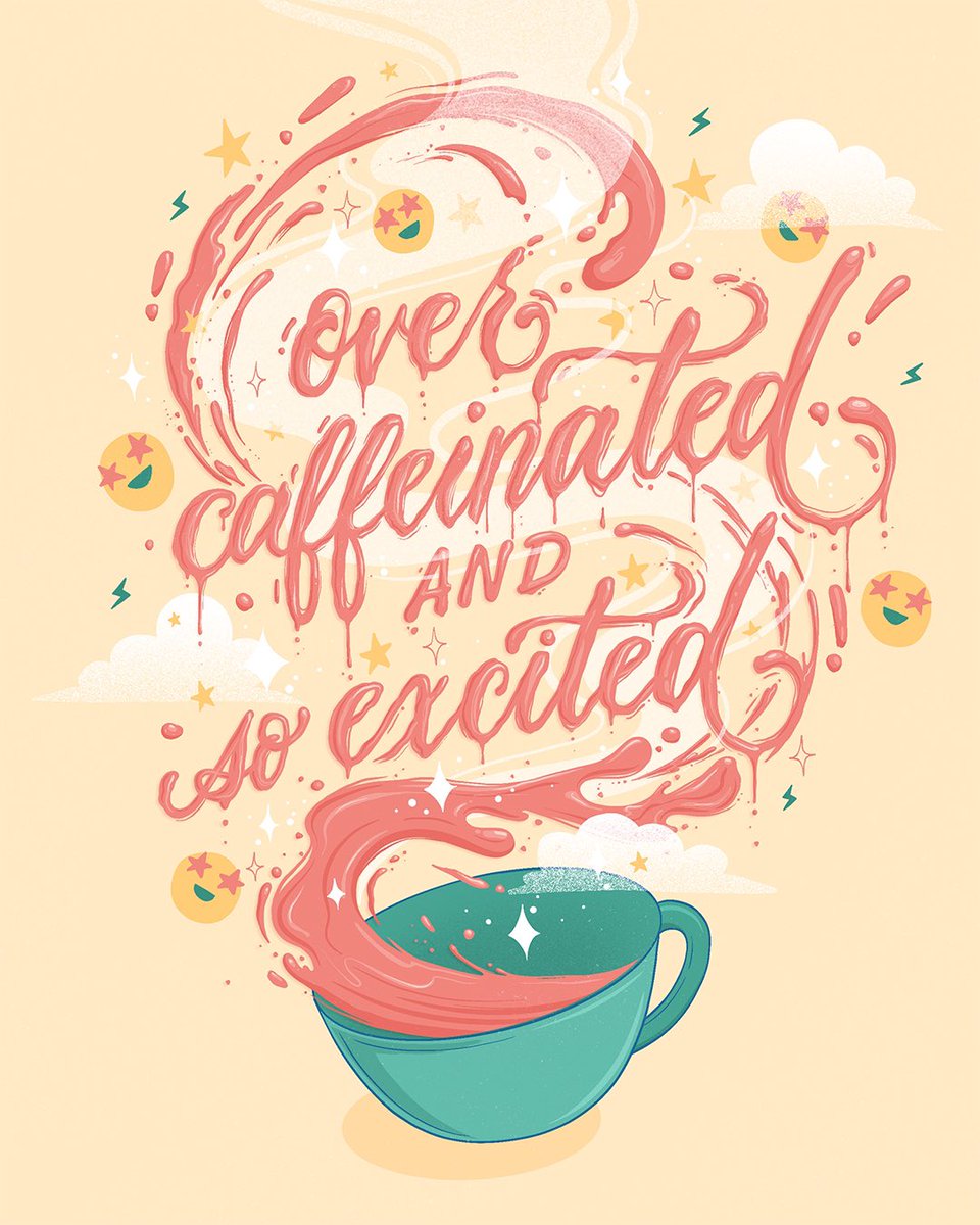 belindaskou's tweet photo. Happy #NationalCoffeeDay ☺️ 

The caffeine high often leads to a creative high for me, so coffee tends to sneak into my art, too. 😝 Here’s three of them!

#handlettering #freelanceillustrator  @Procreate @dunkindonuts @Starbucks https://t.co/bPnynJ8o0F