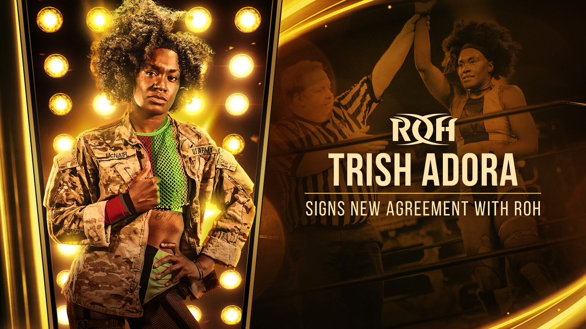 ringofhonor's tweet photo. ROH is pleased to announce that @TrishAdora202 has signed with the company! #ROHWD #WatchROH https://t.co/hlobudmMjI