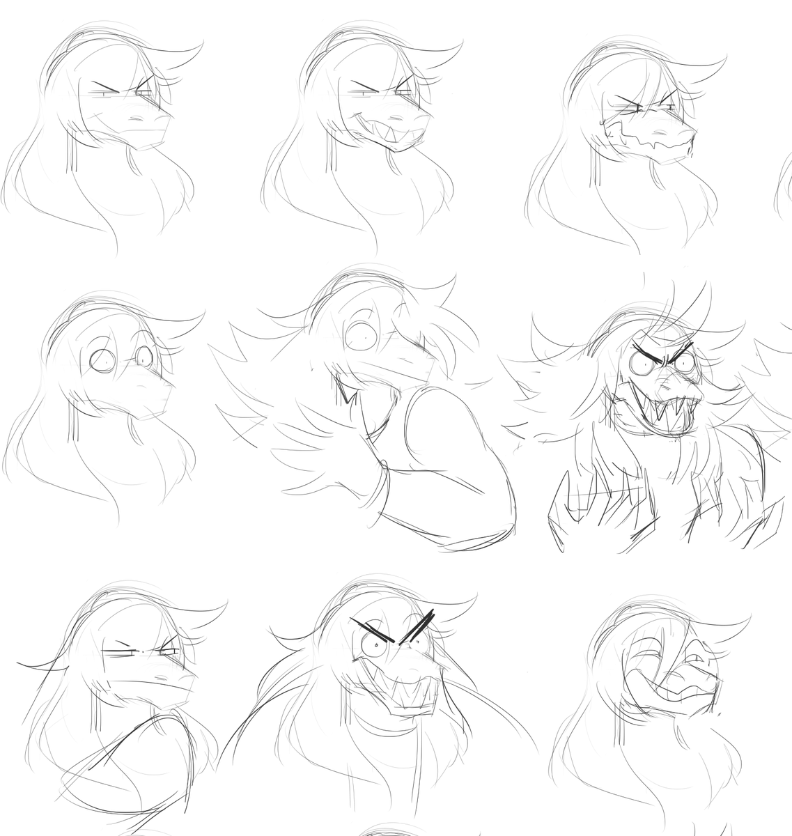 sketches de las expresiones de los personajes de deltarune ... guess who was the easiest to draw XD? 