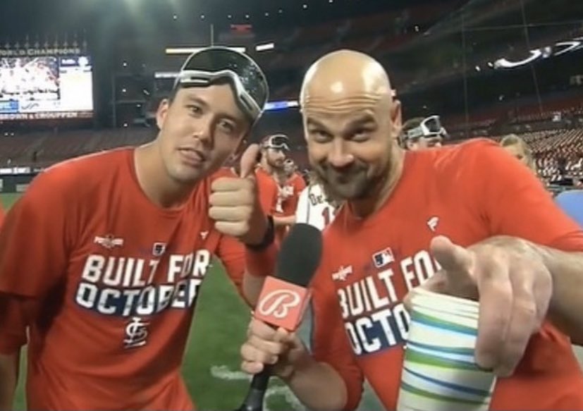 Stagg’s T.J. McFarland (<a href="/66TJMac/">TJ McFarland</a>) with teammate Lars Nootbaar celebrating the big Cardinals’ win.

See it here: instagram.com/p/CUatVnzJz3a/…