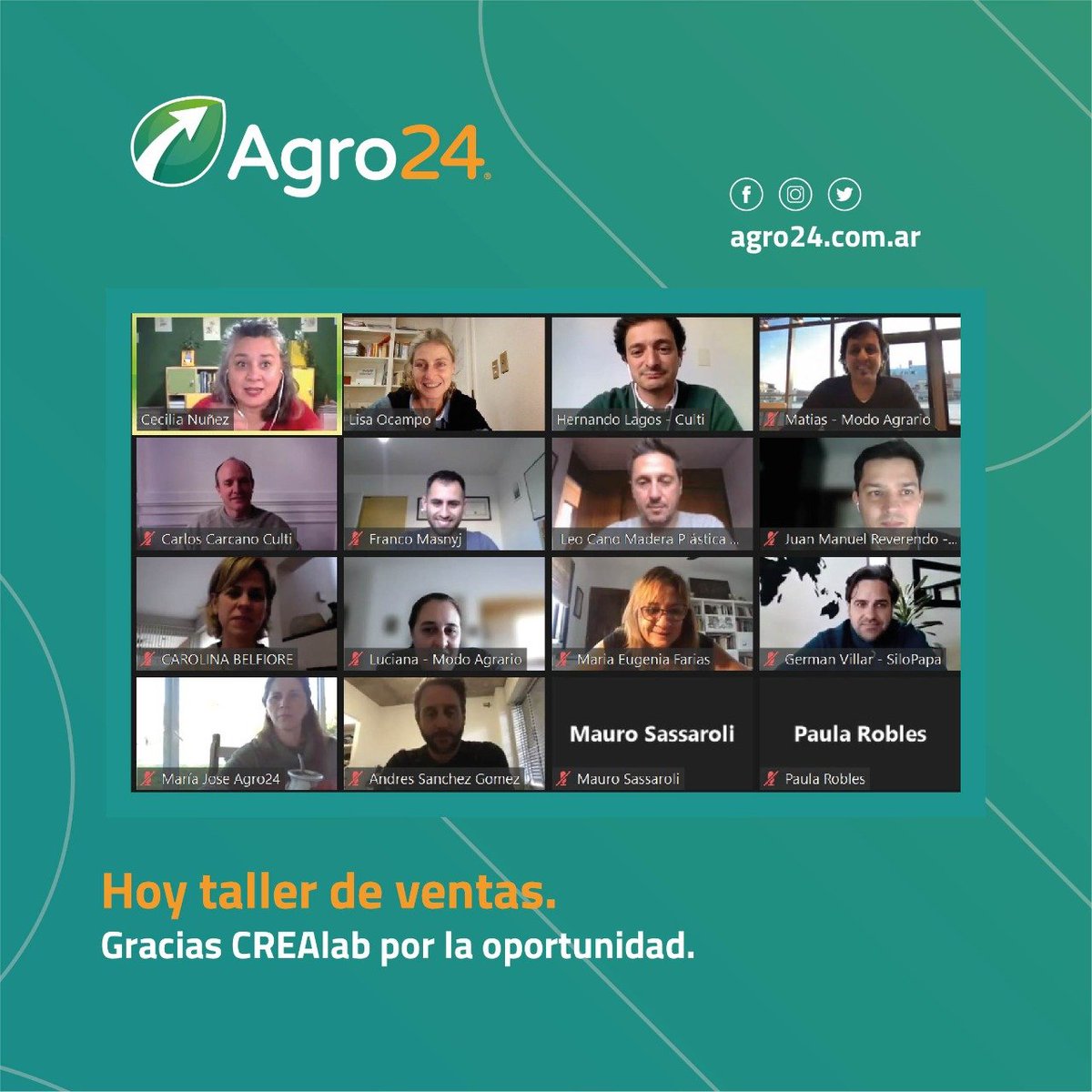 agro24ok's tweet photo. ➖Hoy participamos del taller de ventas dictado por CREAlab. @crea_arg
#crealab #crea #agro #campoarg https://t.co/q2JIz9pOaQ