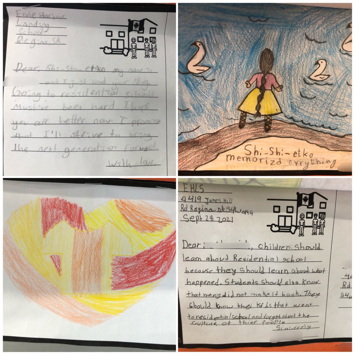 In honour of Truth and Reconciliation Day, the students in <a href="/misshanhansen/">Hanna Hansen</a> <a href="/misslizchernick/">Elizabeth Chernick</a> <a href="/klus200e/">Erin</a> <a href="/maiginitis/">Maria Aiginitis</a> at <a href="/HarbourLandSch/">Harbour Landing</a> are working hard to recognize the truth of Canada’s living history and to honour the survivors of residential schools. 🧡#everychildmatters