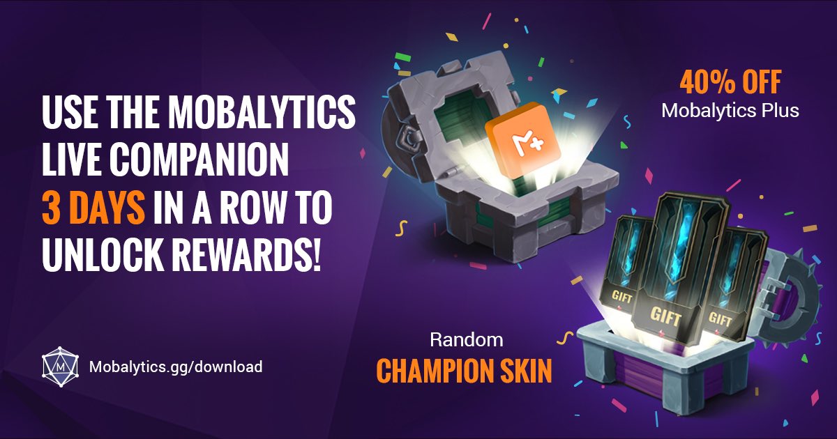 Mobalytics on "Limited time offer ⏰ to Mobalytics Plus 40% off and get a random champion skin. 🎁 https://t.co/NlELwA69Pj 👈 https://t.co/dlNMGYCKrw" / Twitter