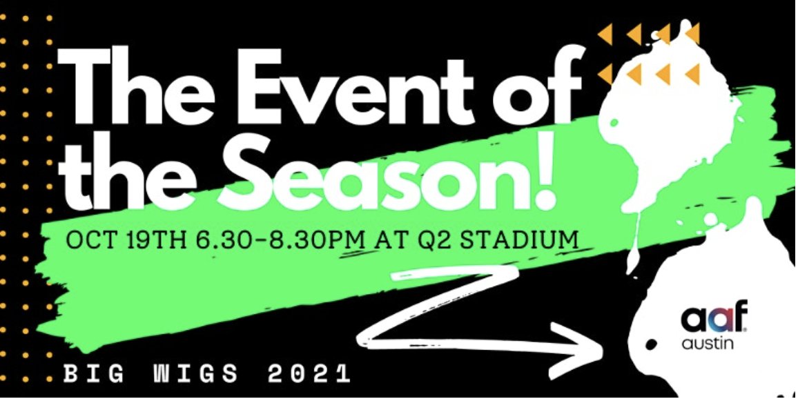 adfedaustin's tweet photo. Get Your Tickets to This Year's Big Wigs Event: https://t.co/hq6OOUR9L1
 
This year, we will be celebrating the achievements of all Big Wigs winners with a huge sports-themed bash at Austin FC’s glorious Q2 Stadium.
 
October 19th from 6:30pm until 8:30pm. https://t.co/YLNUqskuR3
