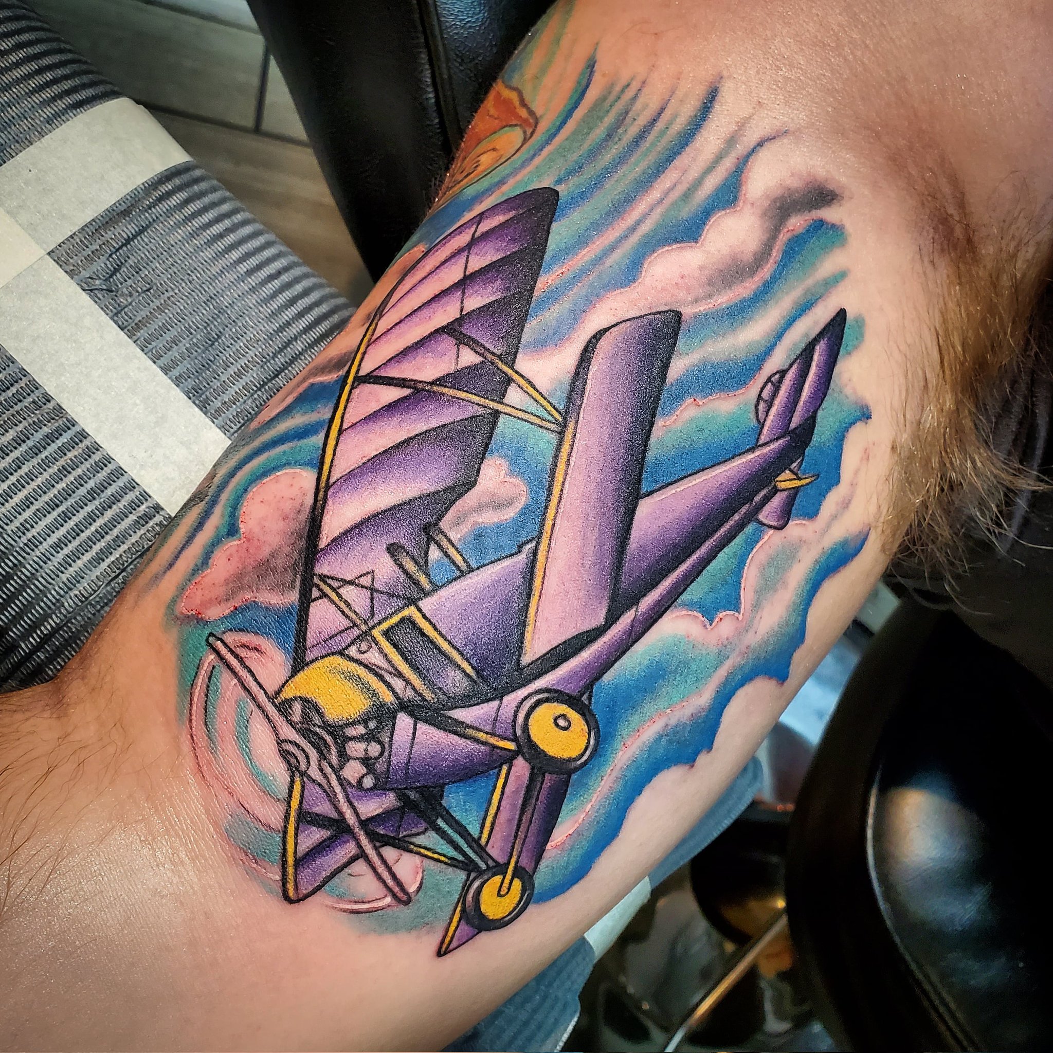 Black and white plane tattoo - Tattoogrid.net