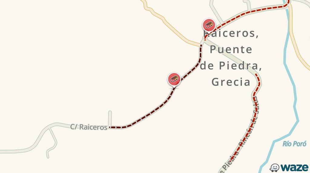 Apártate de C/ Raiceros hoy #ZoomRadio919 #TraficoCR . El tráfico es 28m más lento de lo habituall waze.com/ul?ll=10.03875…