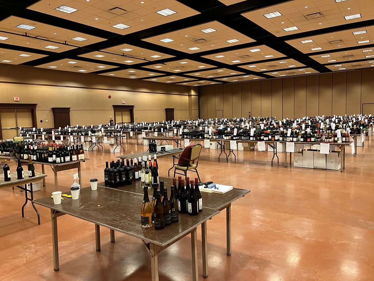 TheSpitter's tweet photo. We are back. National Wine Awards Day 1 set up and much more to do but the machine is rolling. Big thanks to @thePTCC for a first class facility and amazing staff. Judging begins Saturday. #NWAC21 https://t.co/KjqMxATQEA