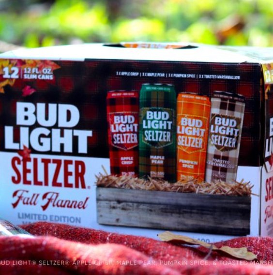 morreydist's tweet photo. Fall tastes better with the new @BudLight
#FallFlannelSeltzer .  Enjoy Maple Pear, Apple Crisp, Toasted Marshmallow and Pumpkin Spice — which one are you trying first? https://t.co/DdnmadKMbP