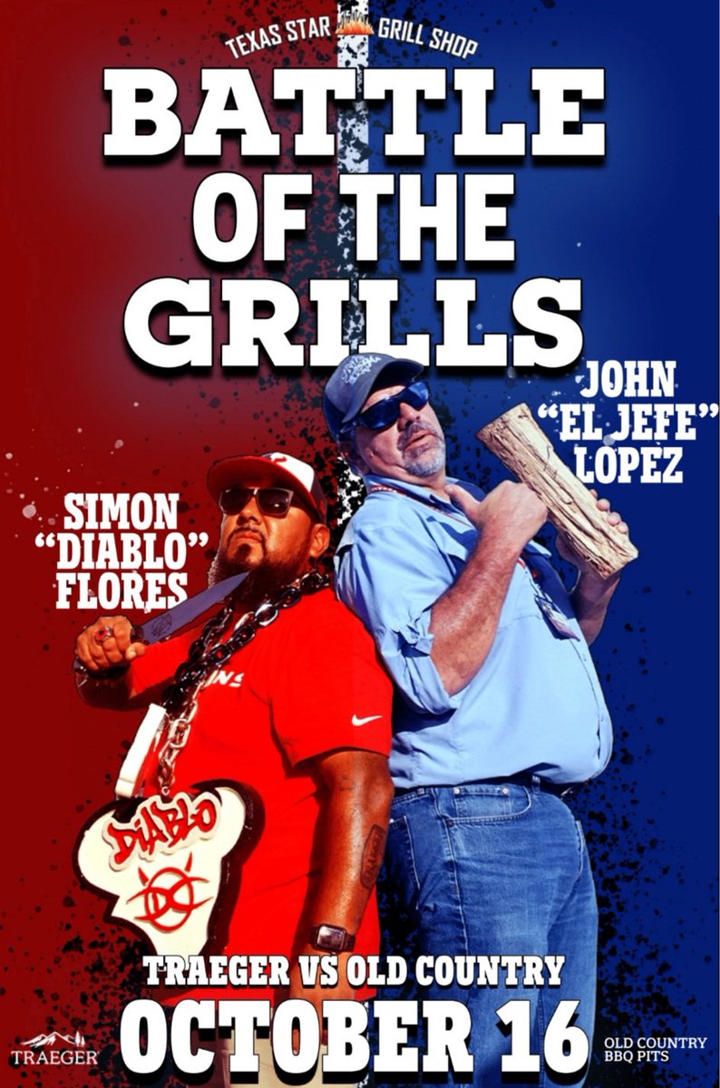 LopezOnSports's tweet photo. It's goin down. Oct. 16 at Texas Star Grill Shop 2045 SW Fwy.
Diablo has BBQ Championship rings and is a great dude. Worthy opponent.
But I've got the stuff to "smoke" him.
Come get ya some. 1 p.m.-3 p.m.
@tsgrillshop @SportsRadio610 https://t.co/pW2acFQPCn