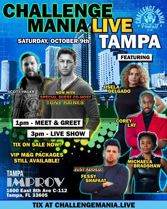 Sorry I had to cancel for #Tampa …but they brought in some big guns in my absence @tonyraines @fessyfitness I hope everyone has an amazing time! #TheChallenge37 #TheChallengeAllStars You can still get tix at ChallengeMania.Live